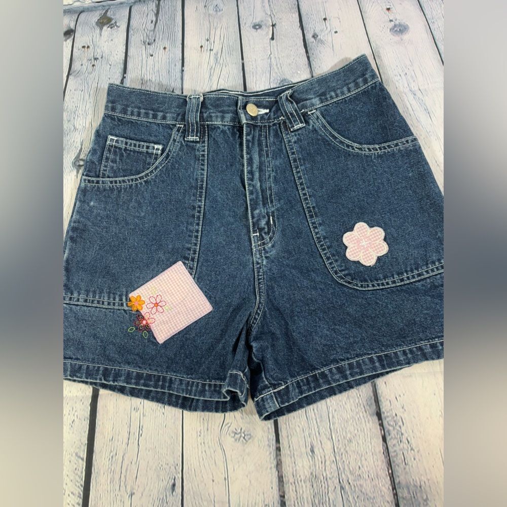 Vintage GITANO High Rise 80s 90s Patchwork Boho Festival Denim Jean Shorts S